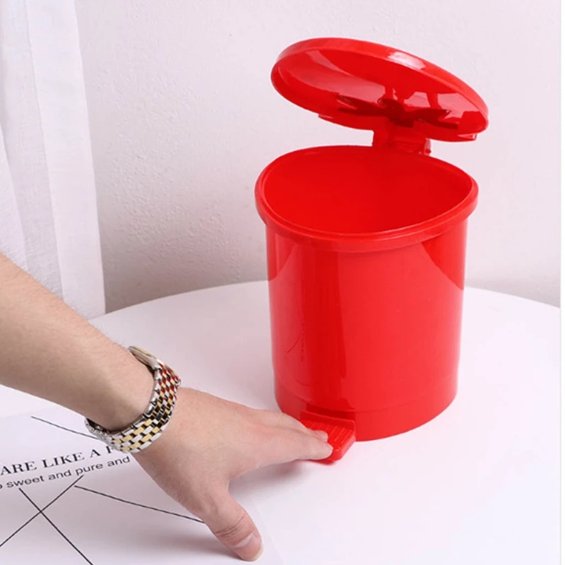 Strawberry Trash Can with Lid Automatic Pop-Up Cover Small Rubbish Box for Home Office Tabletop Dirty Sundry Container