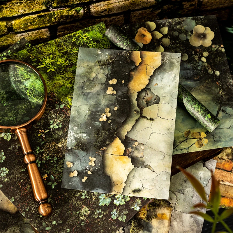 Journal  GO 16pcs Touch of Natural Textured Special Material Paper Natural Theme Collage Background Paper Scrapbooking Assets