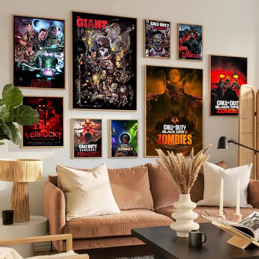 Cod Zombies Classic Vintage Movie Sticky Posters Whitepaper Sticker DIY Room Bar Cafe Posters Wall Stickers
