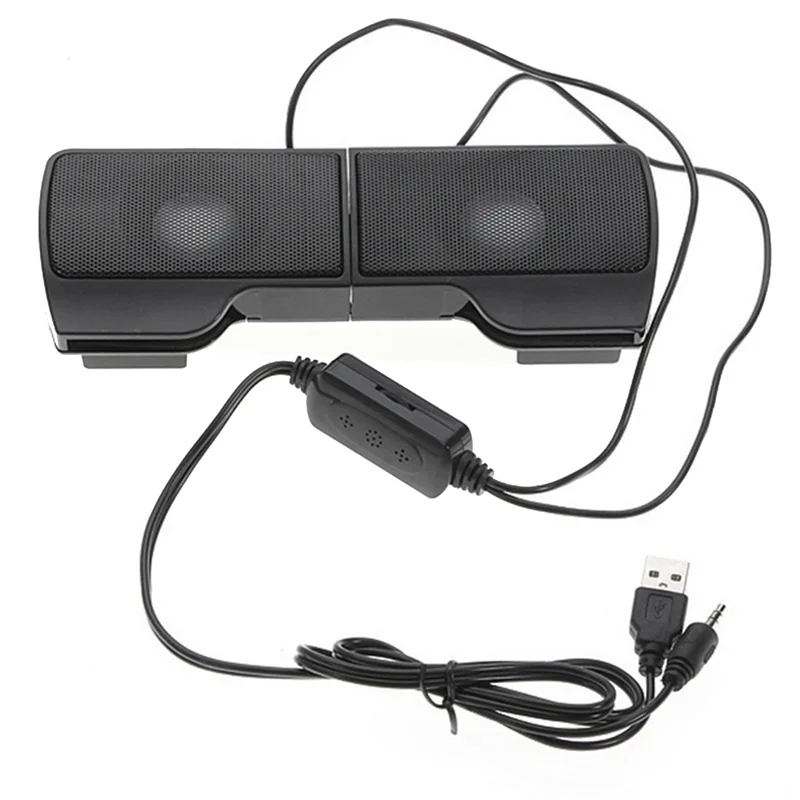 Mini Portable USB Stereo Speakers Line Controller Soundbar for Laptop Mp3 Phone Music Player PC with Clip