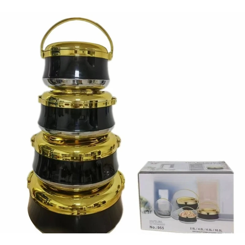 Commercial household 8-piece set Stainless steel liner insulated bucket set Portable food container insulated portable pot set