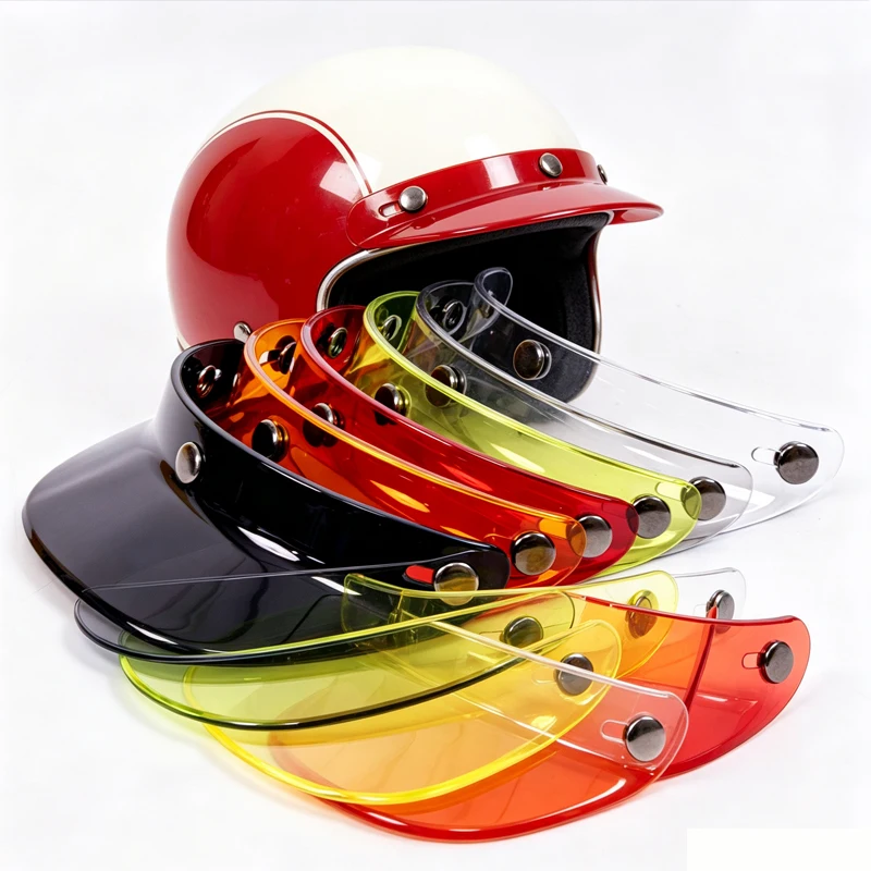 Vintage 3/4 Motorcycle Helmet, Compact Small Shell, 3-Point Snap Visor, Universal Sun Visor, Multiple Colors Available, Trendy,