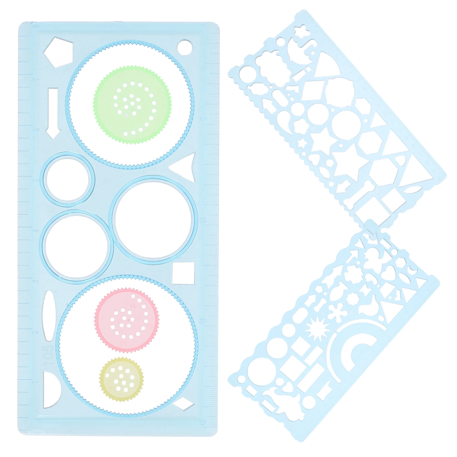 

2 Drawing Ruler Sets Multi Functional Geometric Rulers Stencils Templates PP Material School Supplies Students Architect