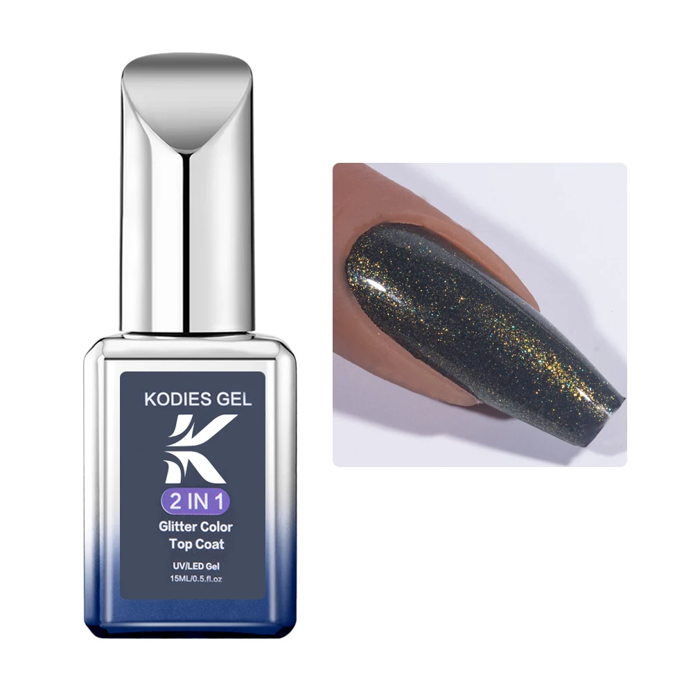 KODIES GEL Brillant Top Coat Gel UV smalto per unghie 15ML oro luccicante lucido Topcoat mancanza di unghie forniture artistiche French Manicure Finish