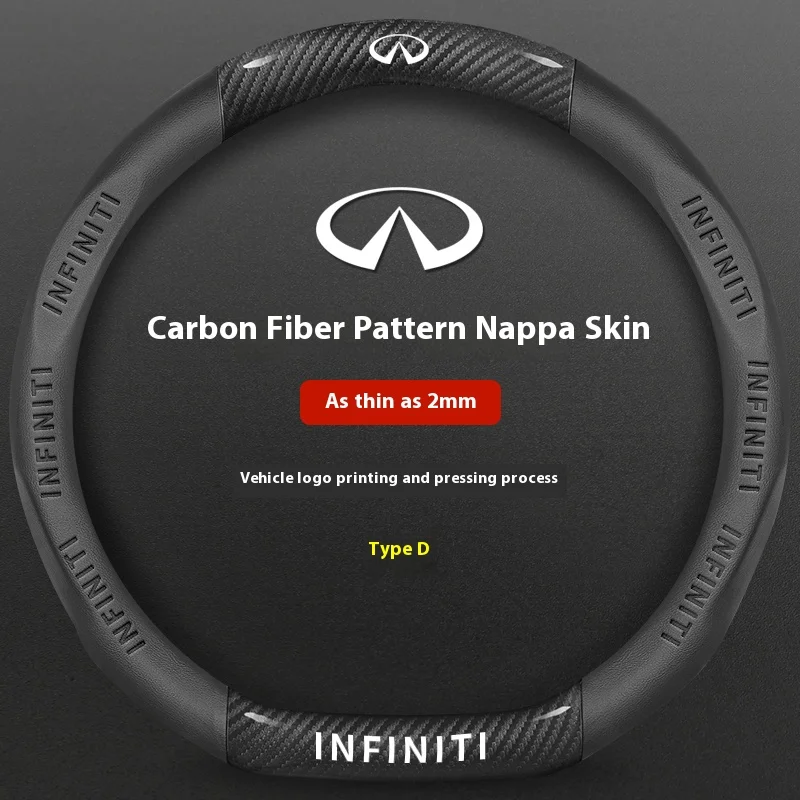 Infiniti Q50 Q60S Q70 QX30 QX50 QX55 QX56 QX60 QX70 QX8 JX35 EX25 FX35 G37 M35 ESQ cubierta de volante de cuero de fibra de carbono para coche