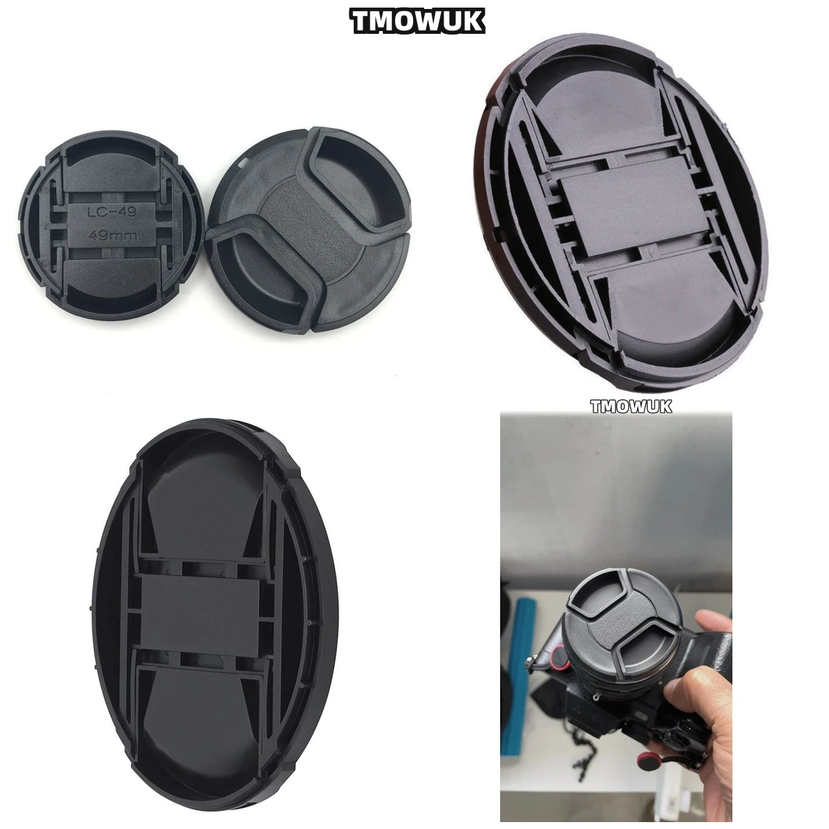 

For Canon EOS R5 C 1D 40D 850D 700D M5 Rebel T7 650D Camera Lens Cap Protective Cover Center Pinch Snap-on 49mm 52 55 58 62 67 7