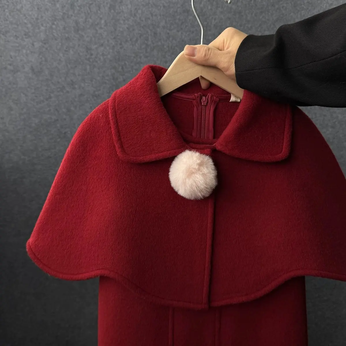 Baby Girl Woolen Cloak Shawl Coat and Dress Set Autumn Winter New Kids Festive 2 Piece Outfit New Year Holiday Outerwear