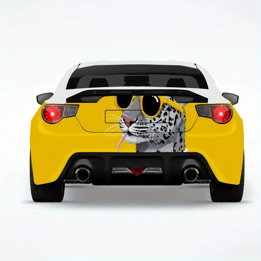 

Cool Leopard Drinking Pink Beverage Car Sticker,Vinyl Decal for Car Rear, Waterproof Self-Adhesive Vinyl Stickers for Vehicle Ta