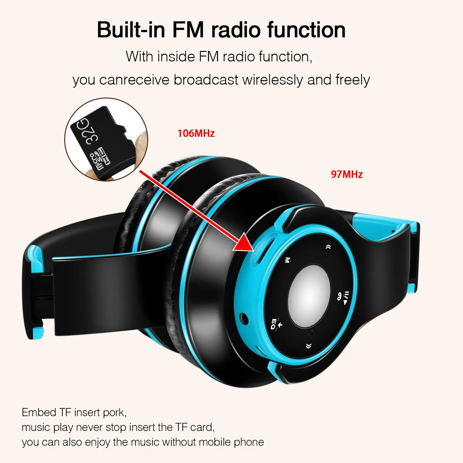 سماعة رأس بلوتوث ستيريو لاسلكية محمولة عازلة للضوضاء السلبية لهواتف iPhone والكمبيوتر اللوحي والكمبيوتر الشخصي وشاومي وسامسونج جالاكسي