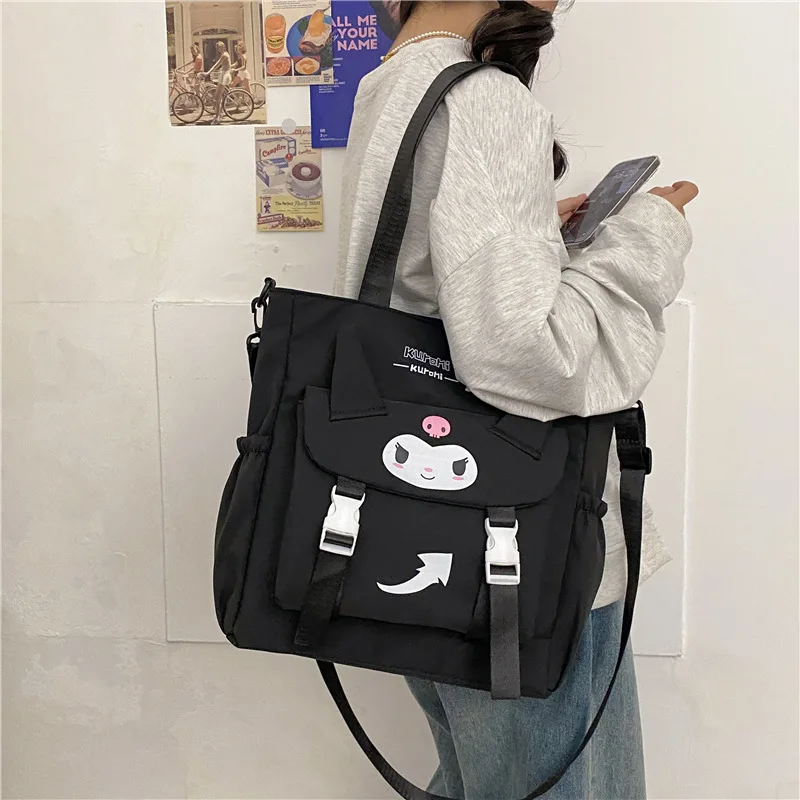 Sanrio Kulomi Cartoon Cute Shoulder Bag Stylish Simple Girls Crossbody Bag Student Canvas Waterproof Bag