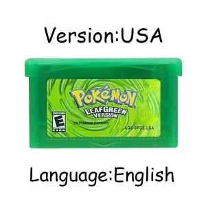 GBA série Pokemon cartucho de videogame, Multi-Language Console Card, Esmeralda, Rubi, Folha verde, Safira, 32 Bit