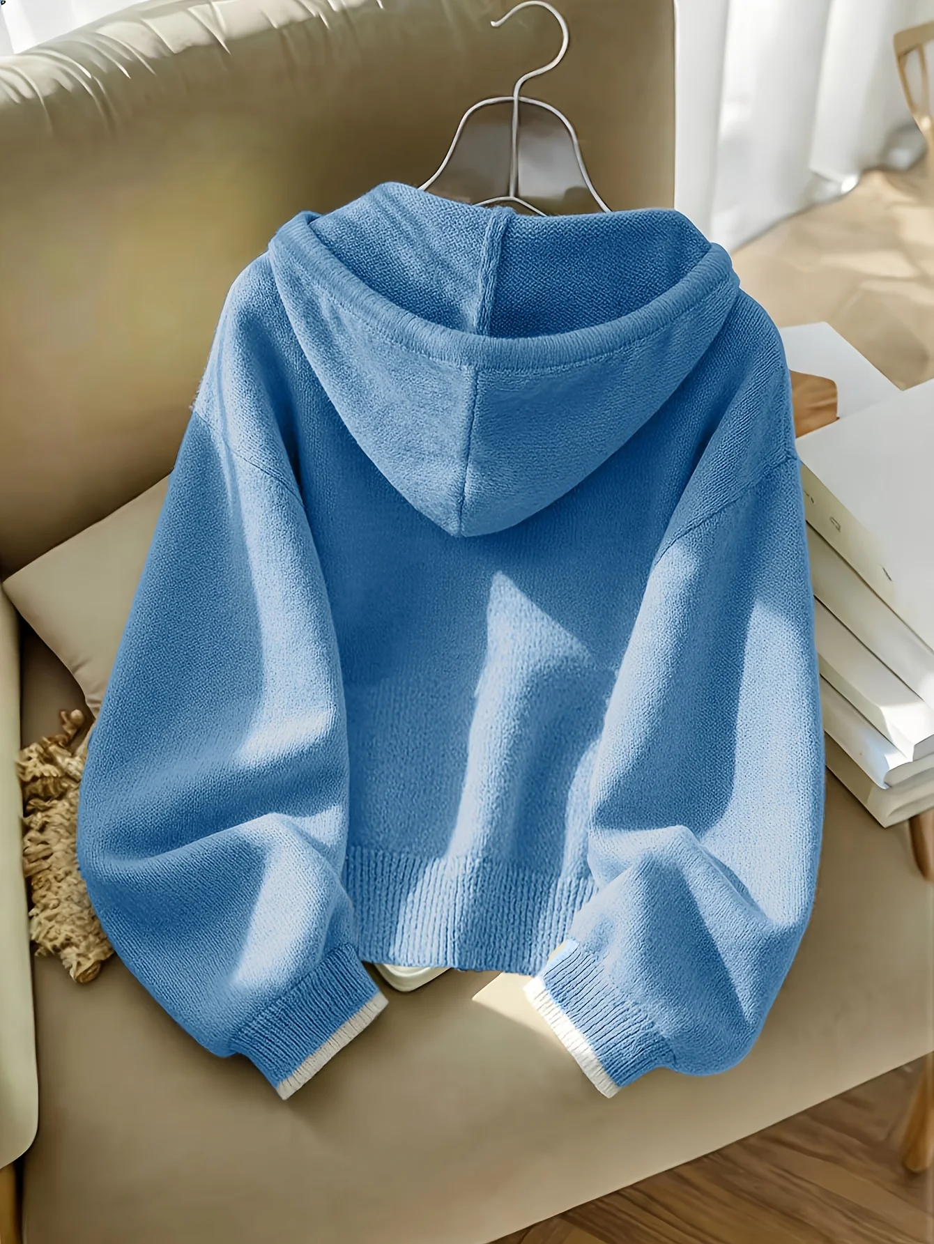 Picture 4: Women's short-length hooded knitted shirt with a fake two-piece design, fashionable and versatile, suitable for autumn and winte