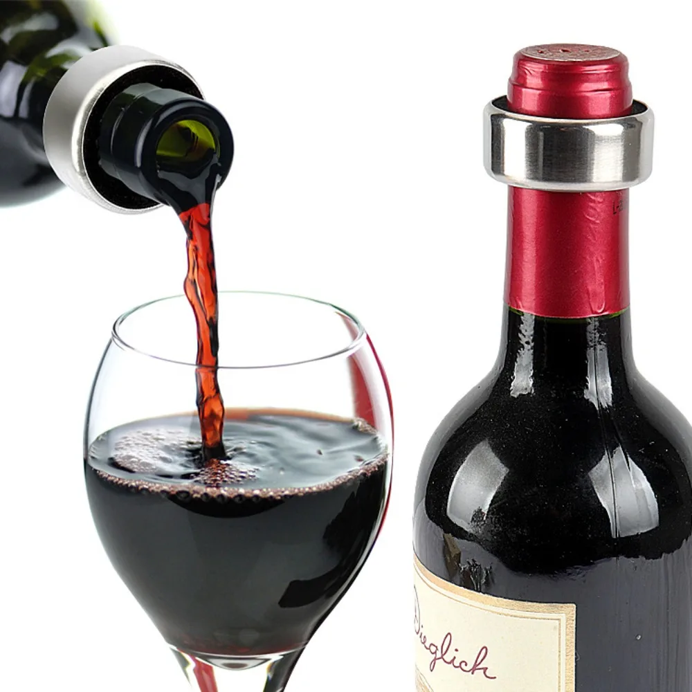 10pcs Stainless Steel Wine Bottle Collars Anti-overflow Drop Proof Wine Bottle Drip Ring Velvet Lined Wine Drip Catcher