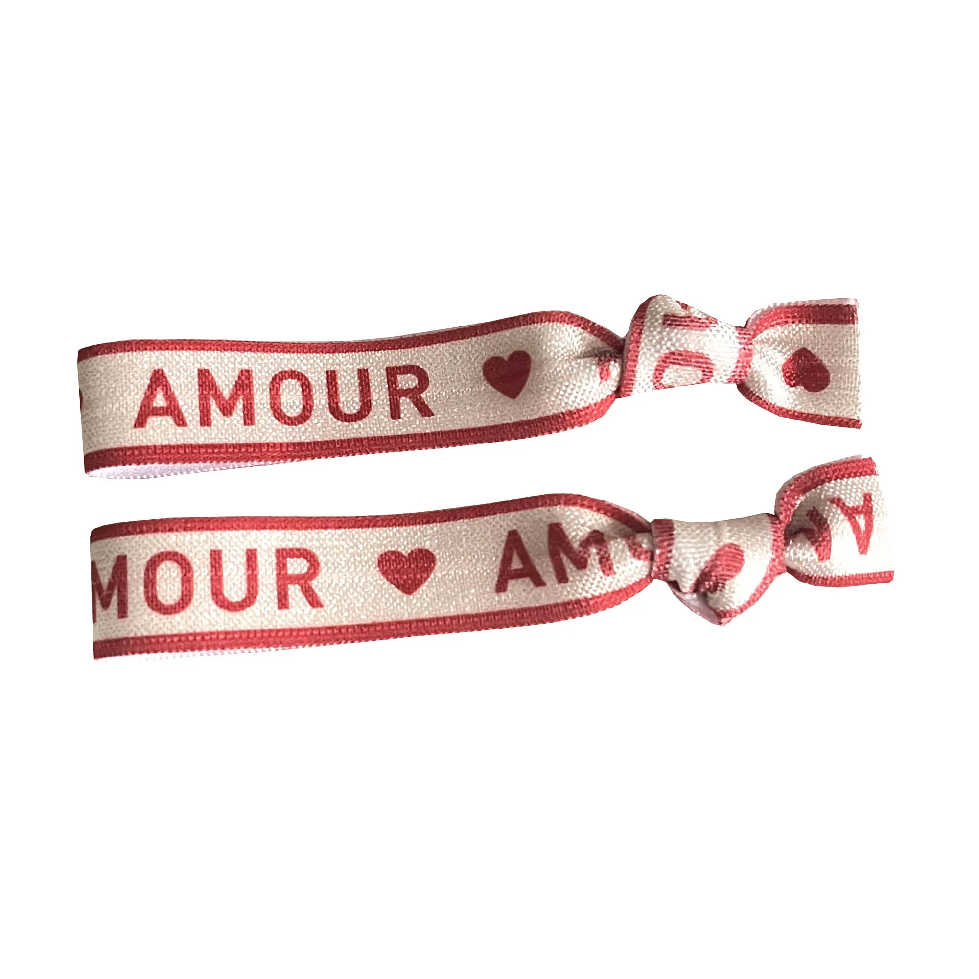100 Stück Happiness AMOUR LABELLE geknotetes Haargummi-Armband Good Vibes Carpe Diem Love Print Pferdeschwanzhalter Gummiband-Armband – Detail 17