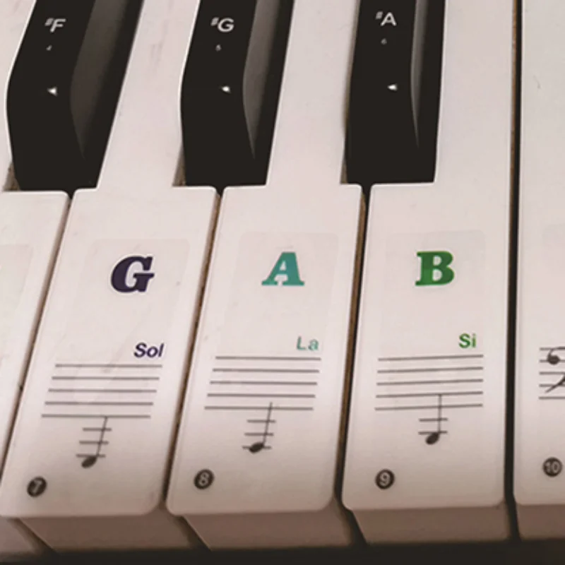 1PC Piano Keyboard Stickers For 37 49 54 61 88 White And Black Keys Music Electronic Piano Keyboard Note Stickers