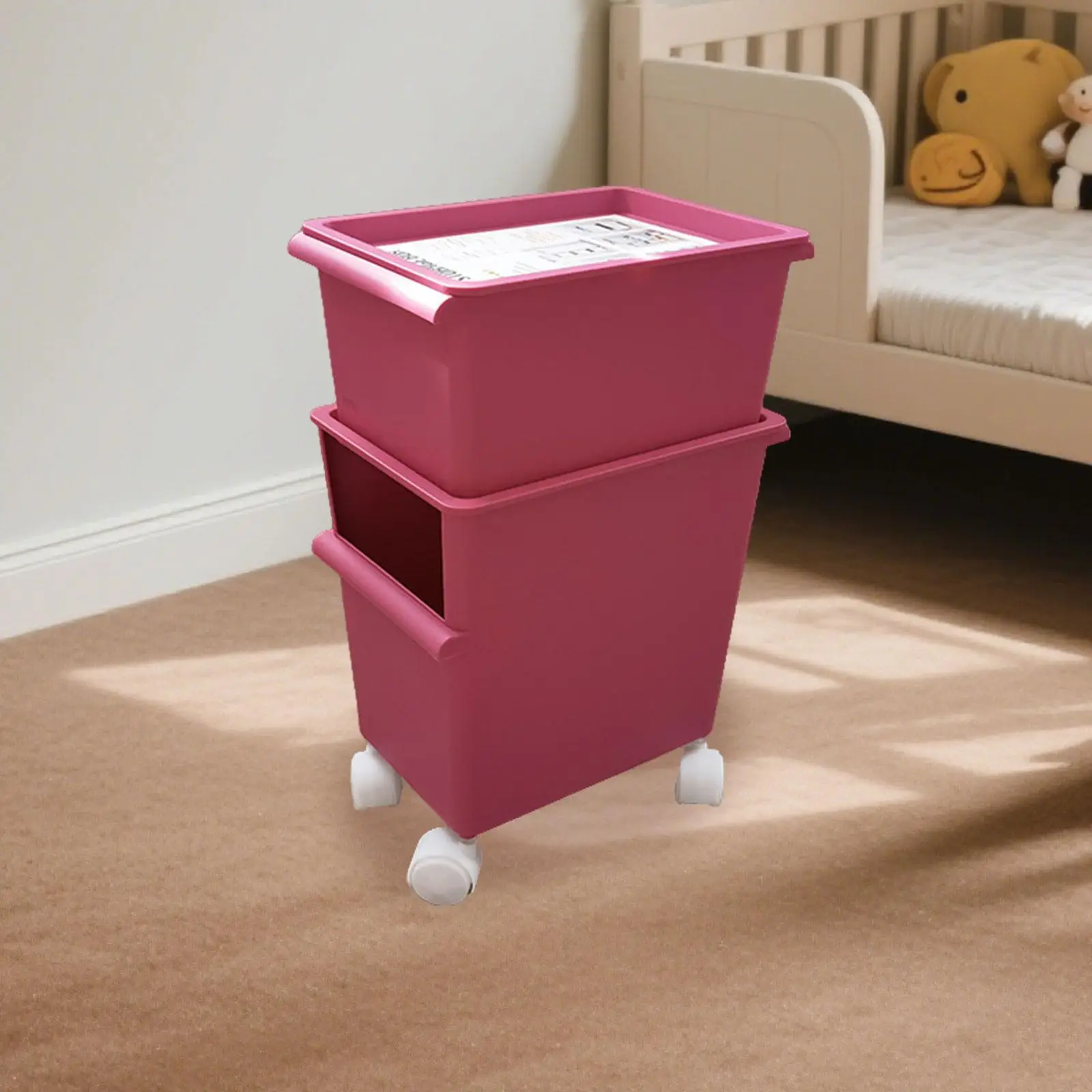 

Toy Storage Organizer Toy Chests Cabinet Large with Wheels Cartoon Stuffed Animal Organizer for Kids Room Living Room Nursery