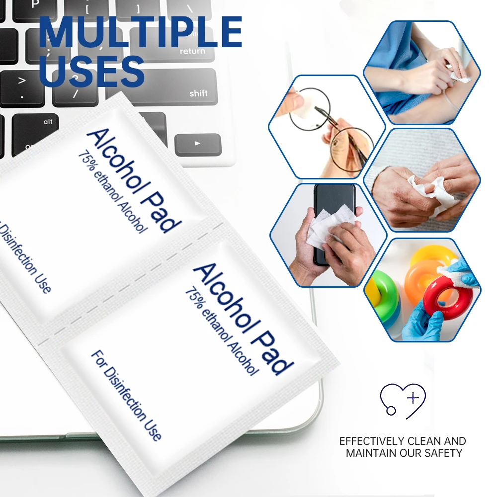 100 قطعة وسادات قطنية كحولية للاستعمال مرة واحدة للبشرة مطهر نظيف سيارة بالتفصيل مناديل تطهير الكحول تنظيف نظارات الهاتف