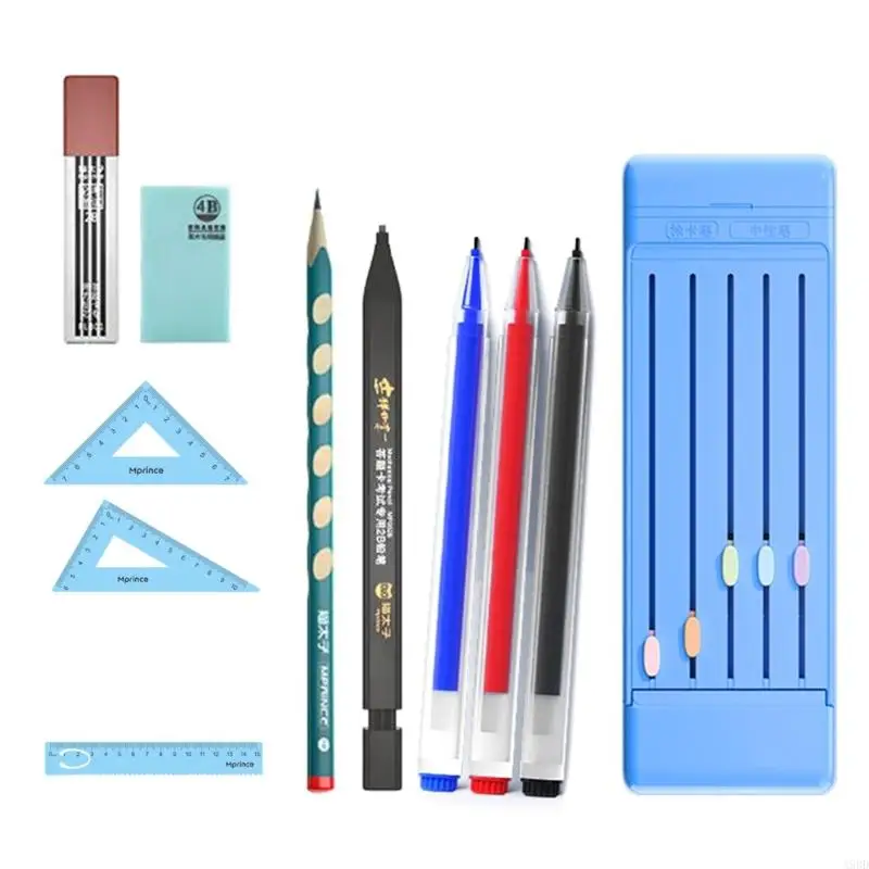 

A9BD Multi-functional Pencil for Case Set Includes Gel Pens Pencils Eraser Rulers for