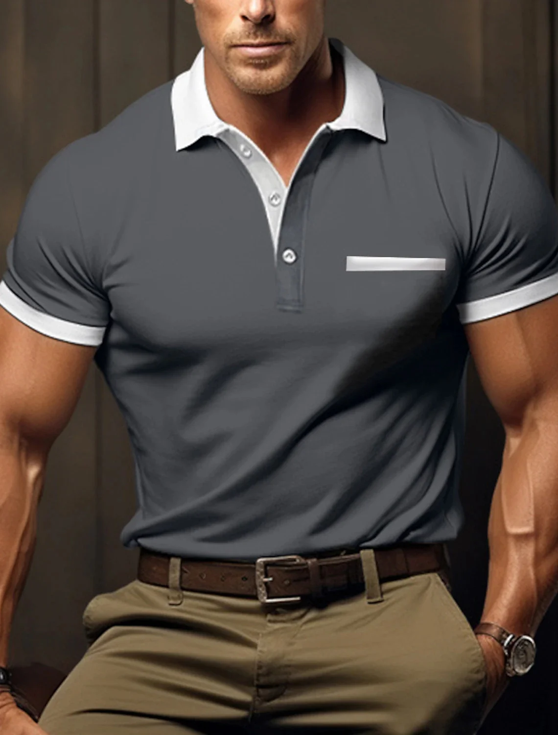 2024Men\'s New T-shirt Classic Short sleeved Polo Shirt Mens Fashion Solid Short Sleeved Polo Shirt Summer Breathable Comfortable