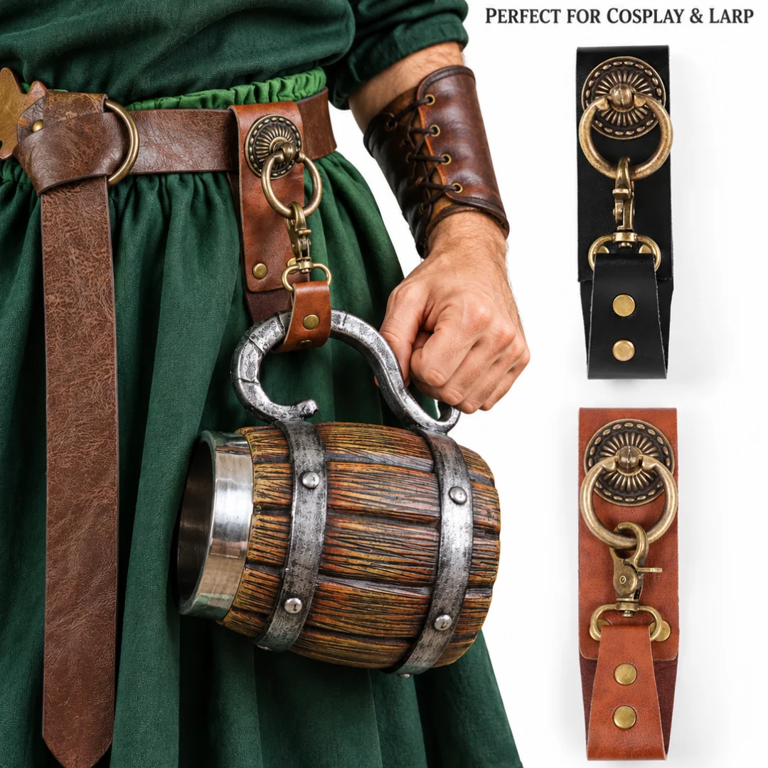 Cosplay Prop - Halloween Medieval PU Leather Cup Hanger