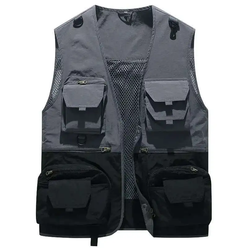 

Men Outdoor Fishing Vests Quick Dry Breathable Multi Mesh Jackets Photography Sleeveless Pocket Patchwork Fish Vest