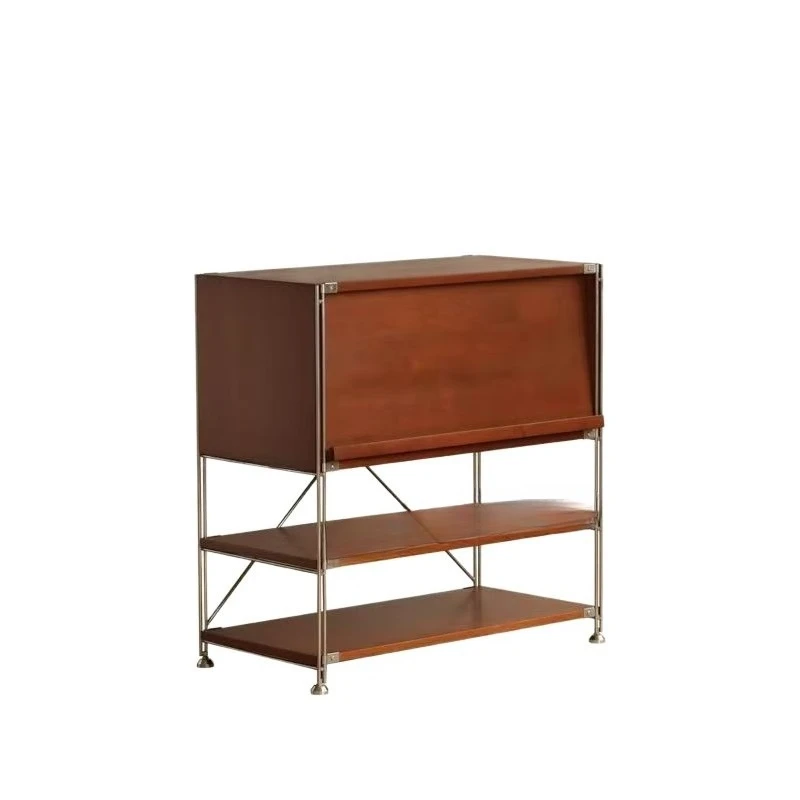 Solid wood medieval magazine cabinet, Nordic simple living room shelf, bedroom storage
