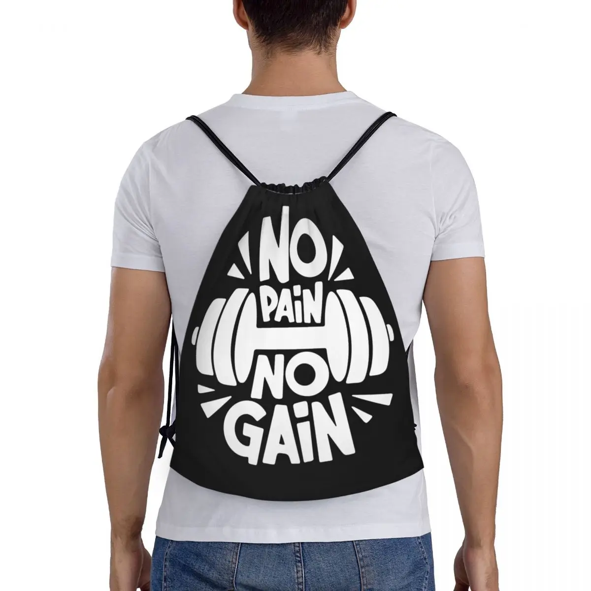 No Pain No Gain bolsas de cordón portátiles multifunción, bolsa deportiva para libros