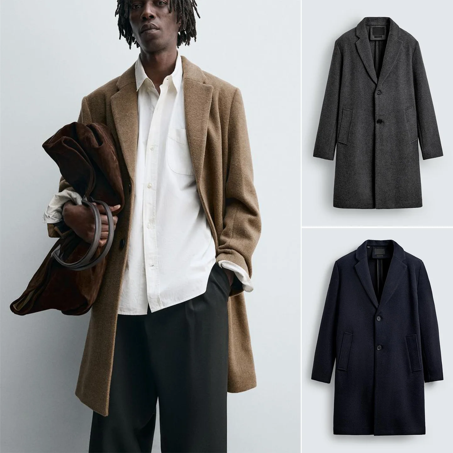 

Faionable Slim Fit Straight Leg Coat Autumn Winter New Sle Men's Clothing Turn-down Collar Slit Long Sve Busin Casual