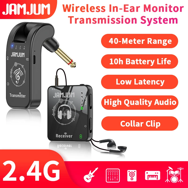 JAMJUM SM-2 Monitor Intra-auricular Sem Fio com Qualidade de Som em Alta Definição para Entusiastas de Música