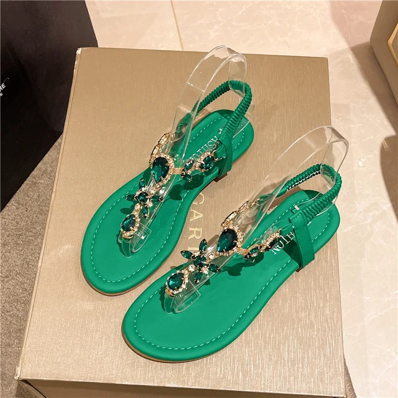 

Summer Flats Sandals Women Crystal Clip Toe Slippers Trend Luxury Brand Ladies Shoes Beach Causal Slides Non-slip Women's Sandal