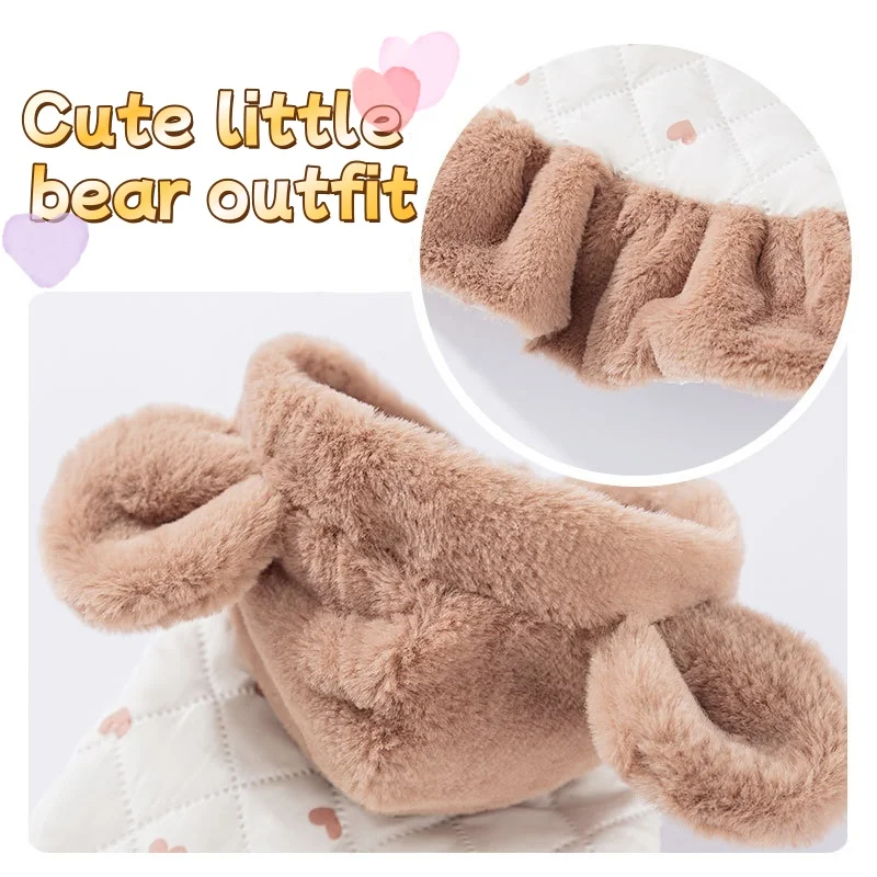 Winter Warm Dog Jacket Dress Cute Soft Dog Clothes Fashion Cotton Puppy Down Coat Love Print Cat Jacket Coat Bichon Pet Costume view 5