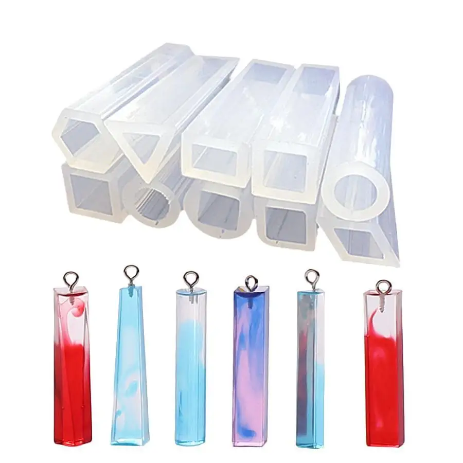 DIY Silicone Resin Casting Mold Jewelry Pendant Making Geometric Rectangle Cylinder Triangle Handmade Craft Mould Accessories
