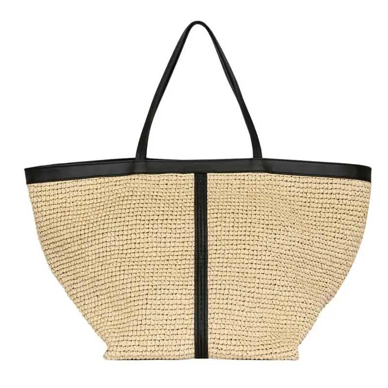 

Brand Women's Straw Bag Fashion Large Capacity Beige Beach Bag Casual Hand-woven Handbag Elegant Underarm Tote Bag Women's Bag