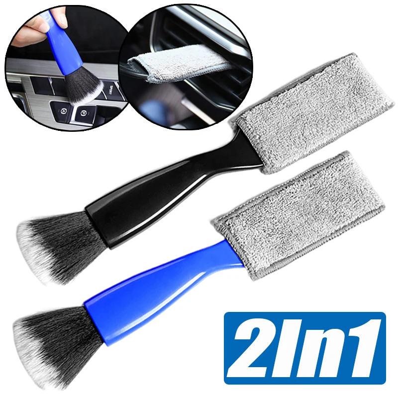 

2In1 Car Detail Brush Car Interior Air Vent Dashboard Cleaning Brush Crevice Dust Sweeping Tool Car Cleaning Accessories