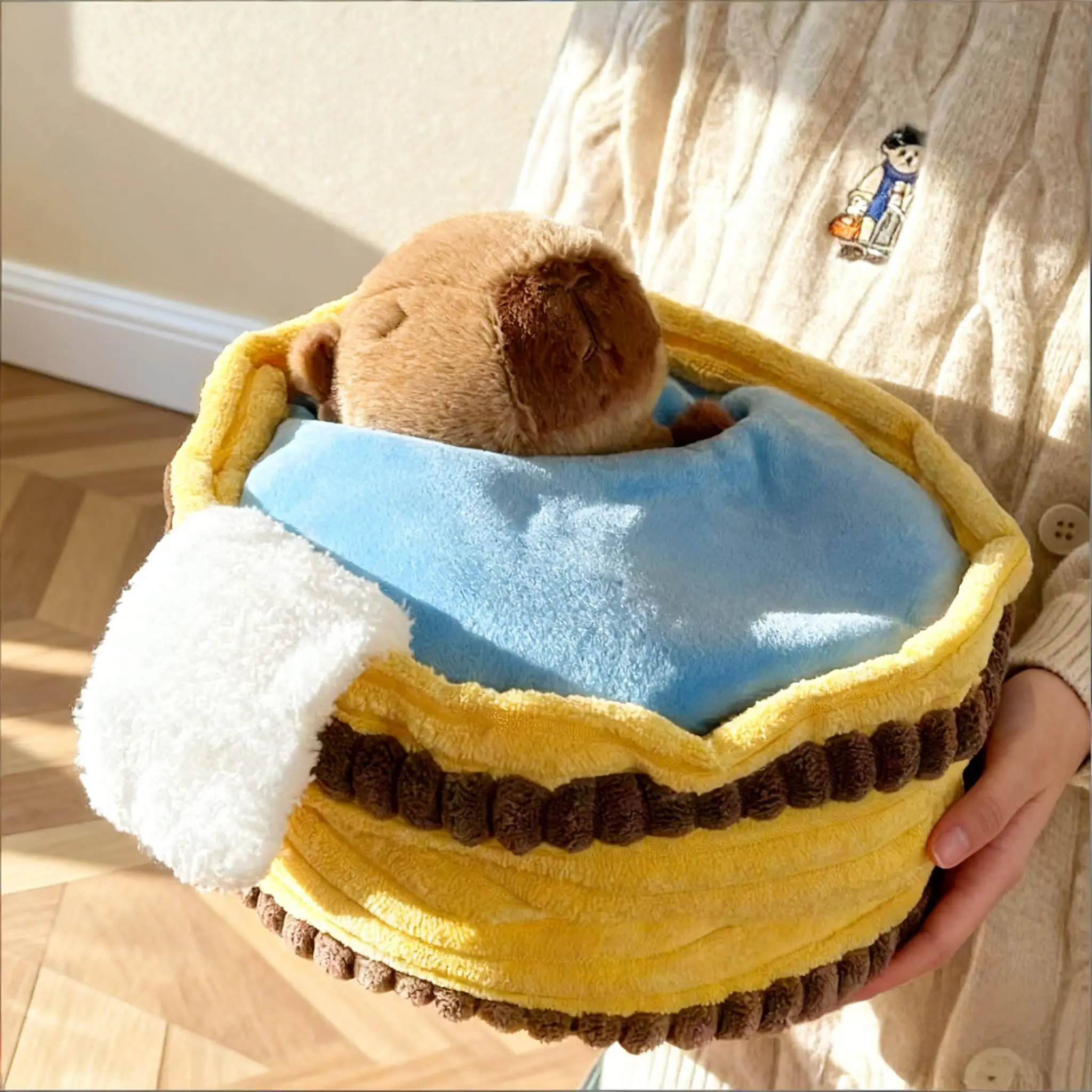 14-16cm Kawaii Soaking Capybara Plush Stuffed Animal Bathtub Doll bedroom Decor Ornament Birthday Holiday Gift  Boys Girls Kids