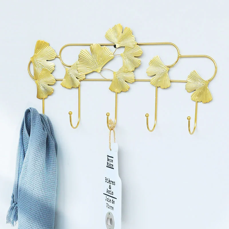 

Creative Wall Coat Rack, Gingko Leaf Iron Art Clothes Hanger, Behind the Door Dressing Room Organizer, Unique Wall Fixture