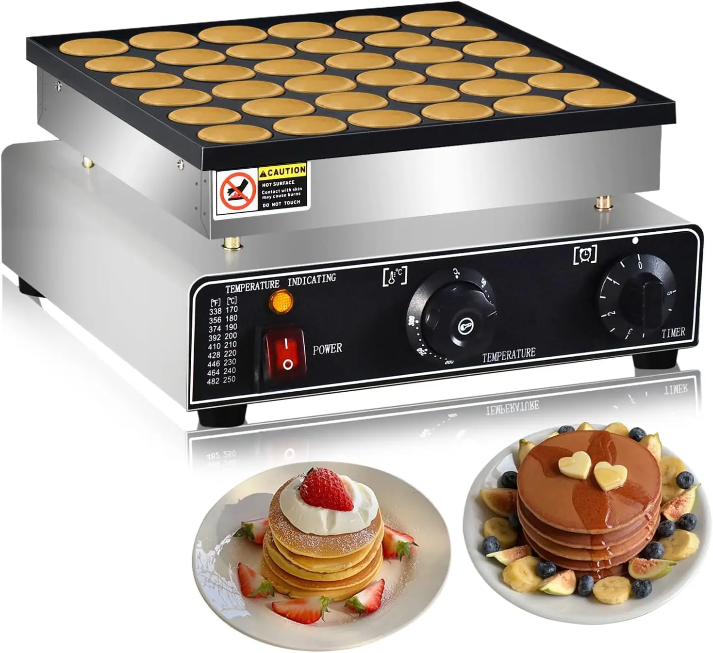 

36-Piece Mini Pancake Maker, 110V Commercial Dutch Poffertjes Grill, Non-Stick Stainless Steel