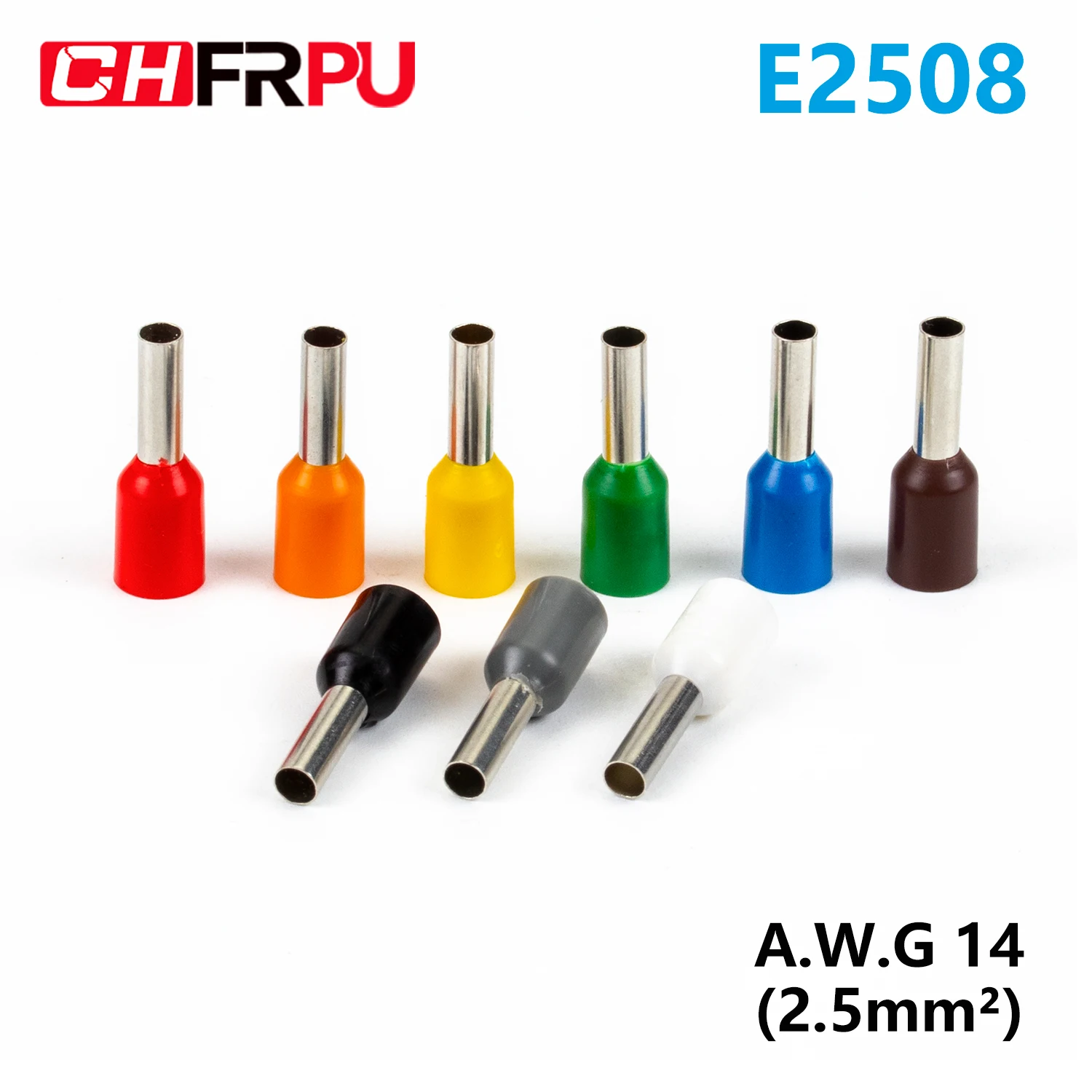 100 sztuk E2508 izolowane tulejki listwa zaciskowa koniec przewodu złącze elektryczne zaciskany przewód terminatorowy dla 2.5mm2, 14 AWG