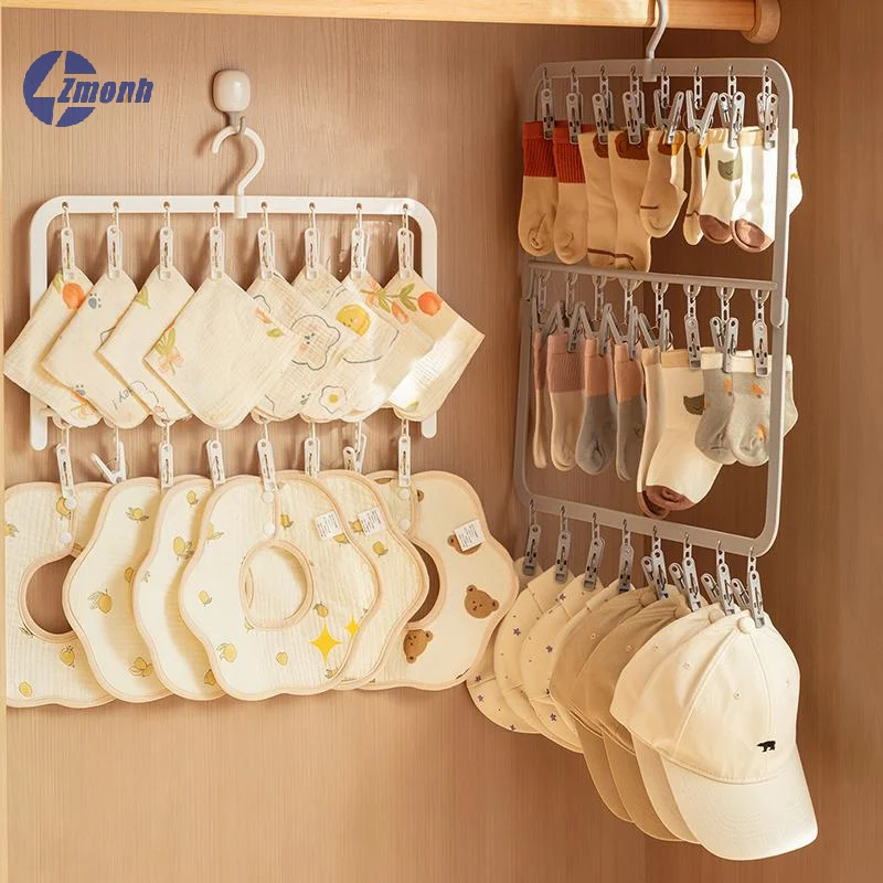 Multi-clip Sock Drying Hanger Multi-functional Detachable Dryer Rack Space Saving For Drying Underwear Towel Socks Baby Clothes