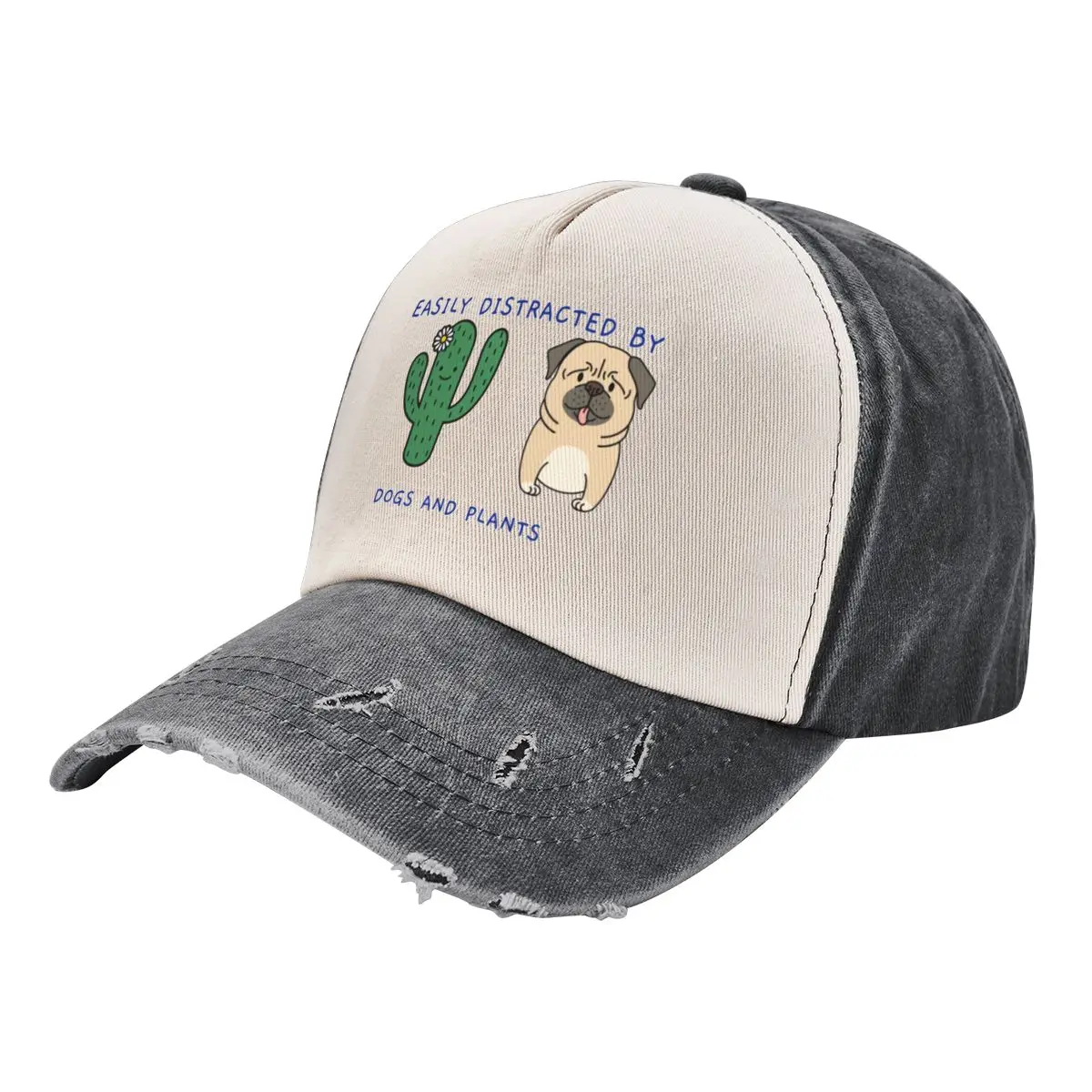 Easily Distracted by Dogs And Plants Baseball Cap Sunscreen party Hat Hat Baseball Cap Golf Men Women's