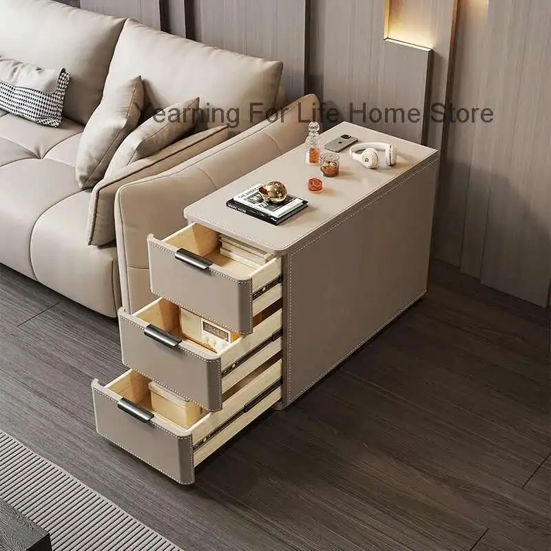 

Modern Luxury Side Table Simple Style Italian Aesthetic Side Table Unique With Drawers Tavolino Da Salotto Living Room Furniture