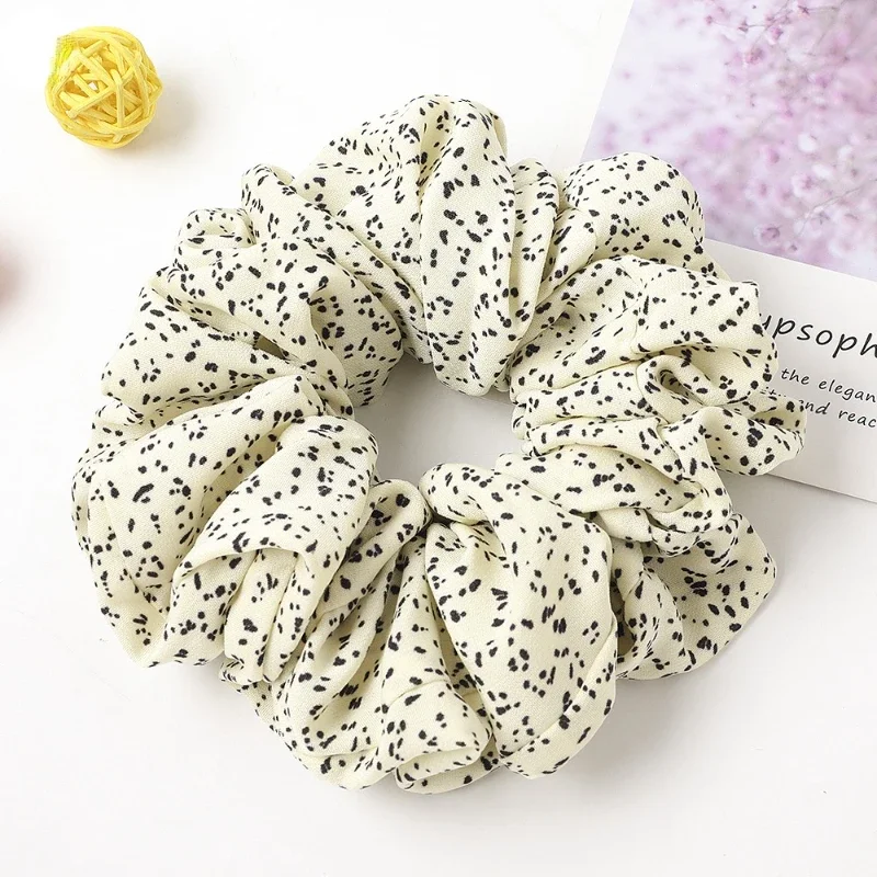 Ins New Scrunchies Hair Tie Elastic  Band Floral Ponytail Holder Spot Leopard Big Srunchies Women  Headdress Accessories