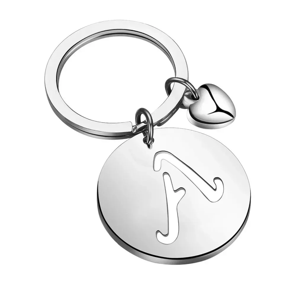 

1pcs/5pcs Popular A-Z Round Brand Stainless Steel Keychain 26 Letter Keyring Pendant Key Ring Buckle Chains for Car Moto Gift