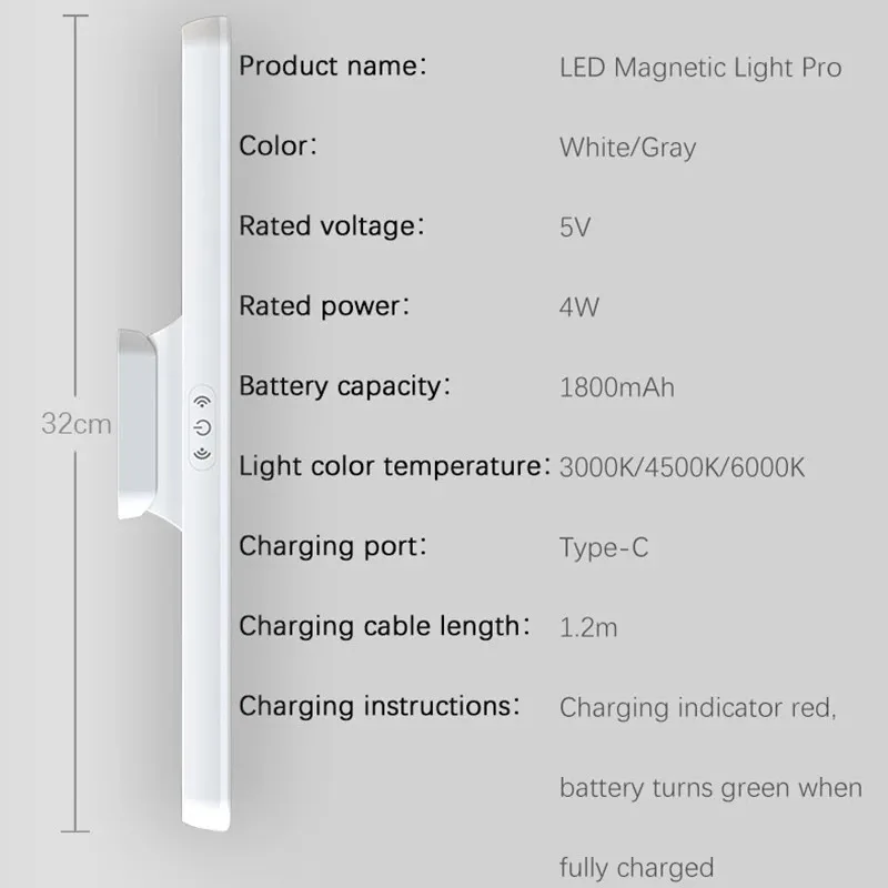 Imagem -05 - Led Espelho de Maquiagem Luz 5v Usb Recarregável Vaidade Lâmpada Proteção para os Olhos Pendurado Lâmpadas de Mesa Magnética Interruptor Toque Luzes do Livro