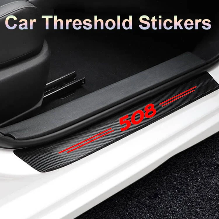 Auto Carbon Fiber Tape for Peugeot 508 Entry Pedal Interior Anti Dirty Stickers Car Sill Kick Plate Protective Guard Accessories