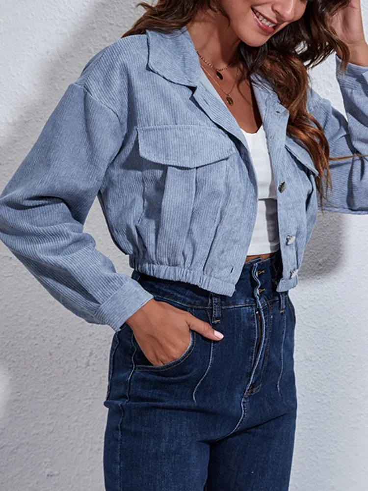 Imagem -04 - Jaqueta Jeans Curta com Cintura Elástica para Mulheres Cabolsa Feminino Jaqueta de Estudante Blusa Casual Cabolsas de Férias Moda Feminina Nova