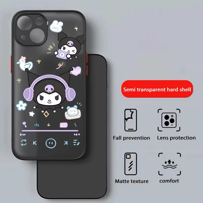 حافظة هالو كيتي لهاتف أبل آيفون 11 15 16 14 13 12 Pro 7 XR X XS Max 8 Plus 6 6S SE 2022 15Pro هاتف أسود غير لامع Funda لطيف
