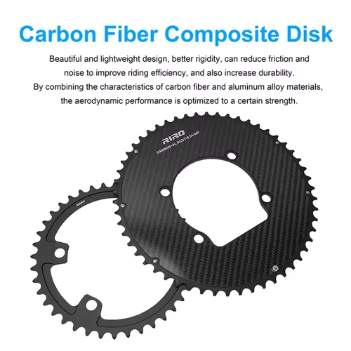 Imagen 2 del producto Riro-plato de carbono 110Bcd, plato de bicicleta de carretera de carbono 50-34T 52-36T 53-39T 54-40T para R7100 R8100 R9200 110 Bcd, corona de aluminio
