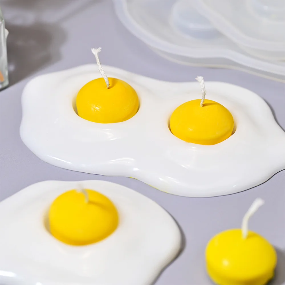 Poached Egg Candle Holder Concrete Cement Gypsum Molds DIY Single/Double Yolk Candle Silicone Mold Craft Art Eggs Ornament Mold