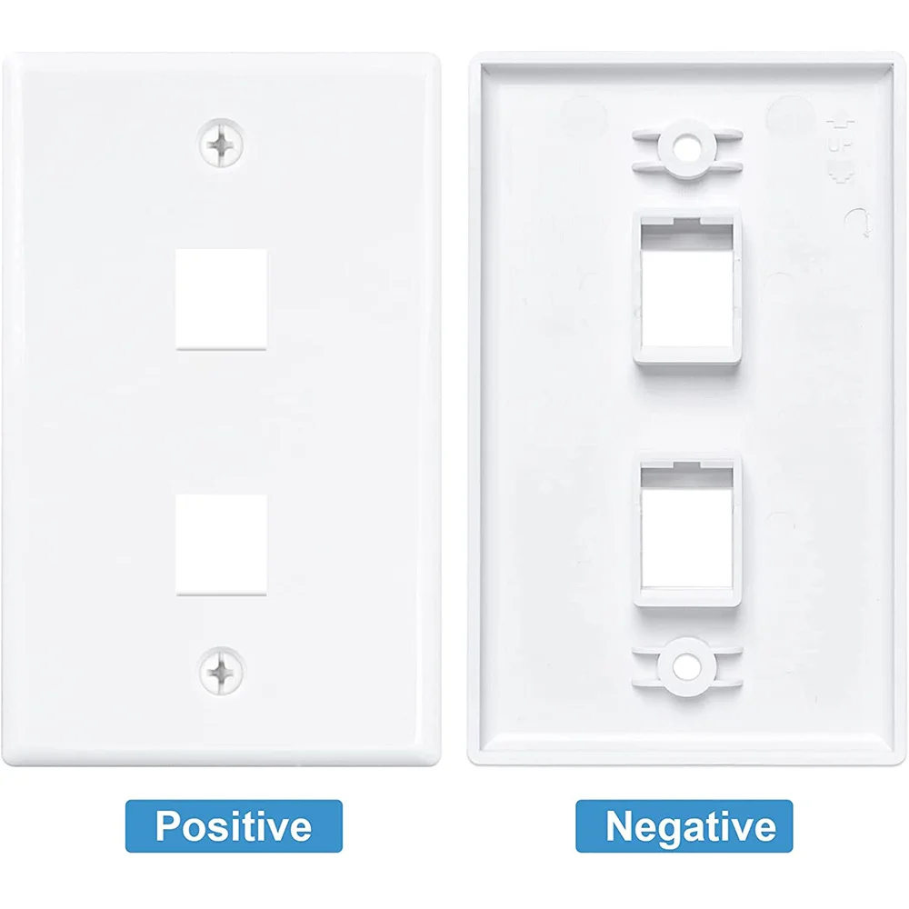 2 แพ็ค 2 พอร์ต Ethernet Wall Plate, Cat6 หญิงหญิงแจ็ค RJ45 Inline Coupler Wall Outlet, สีขาว